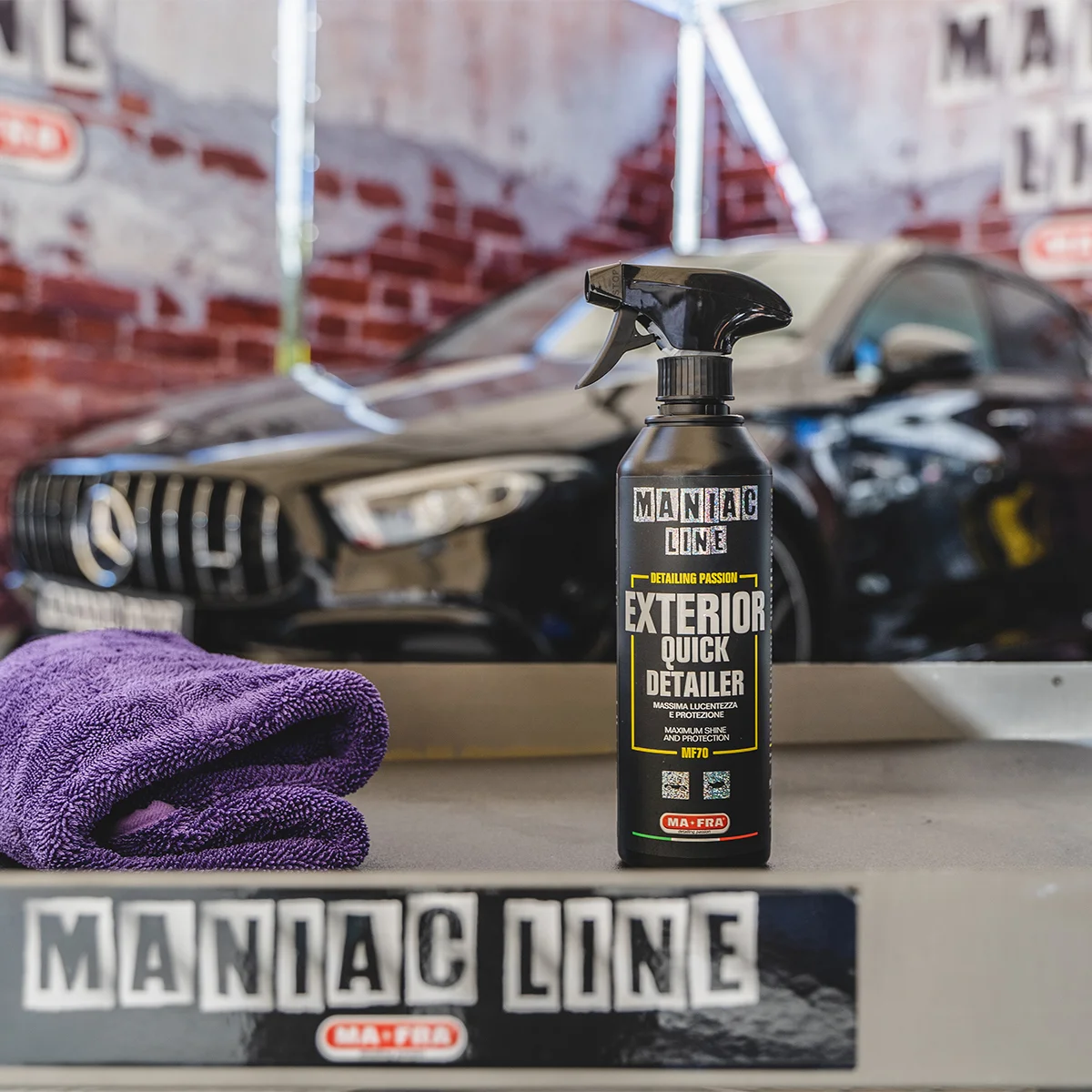 Mafra Maniac Car Detaling Line, Exterior Quick Detailer, Maximum Shine and Protection in a Few Passes, Cleans, Polishes and Protects Car Exterior Surfaces, 500ml