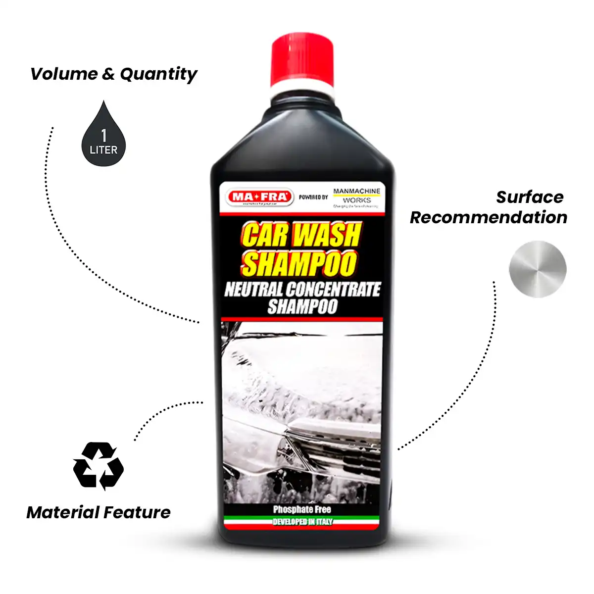 Car Wash Shampoo Mafra (1 Litre) | Remove tough dirt and Stains | Safe on Paint Deep Cleaning |