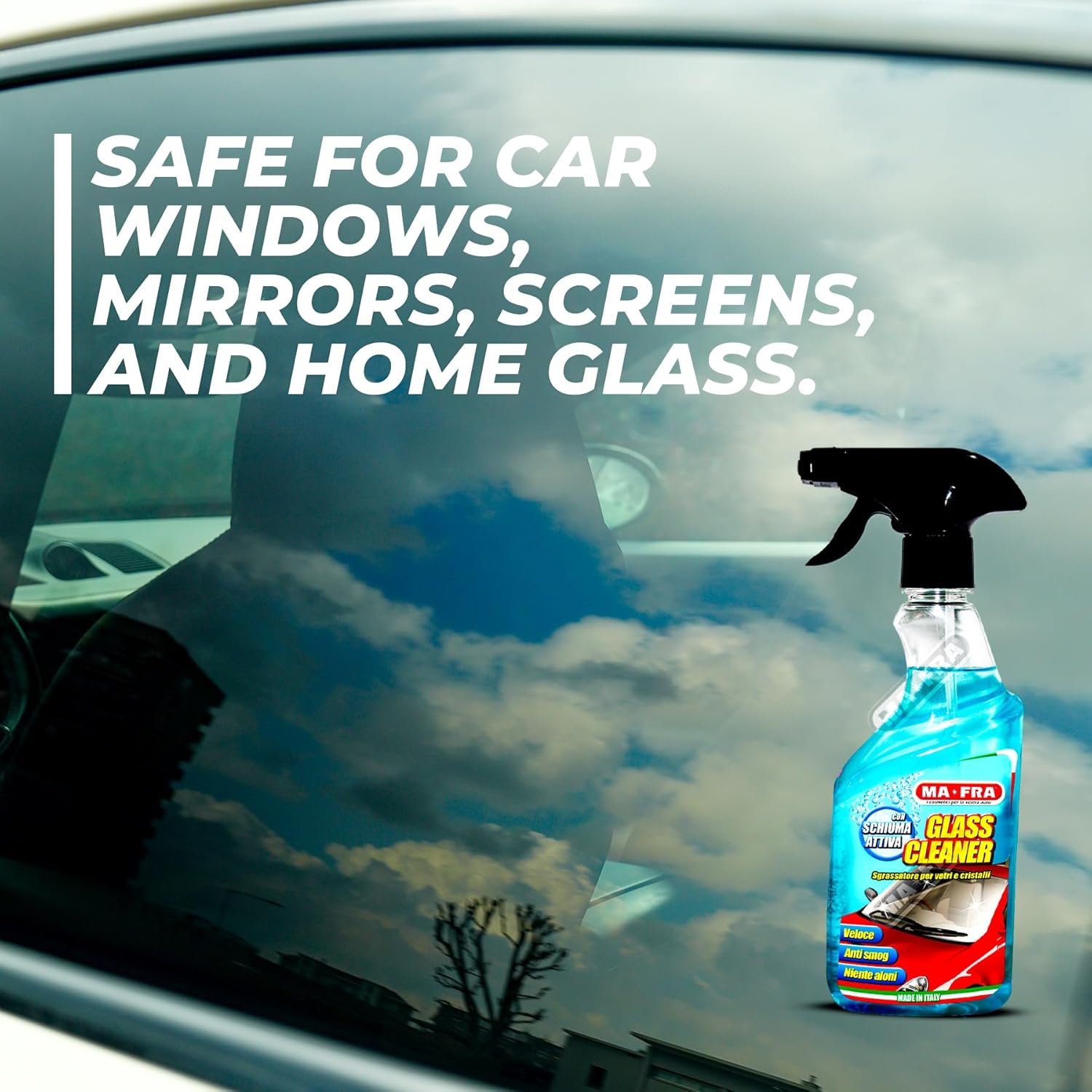 Car Glass Cleaner & Degreaser 500ml | Ammonia-Free, Streak-Free Window Cleaner | Removes Grease, Fingerprints & Smoke Residue