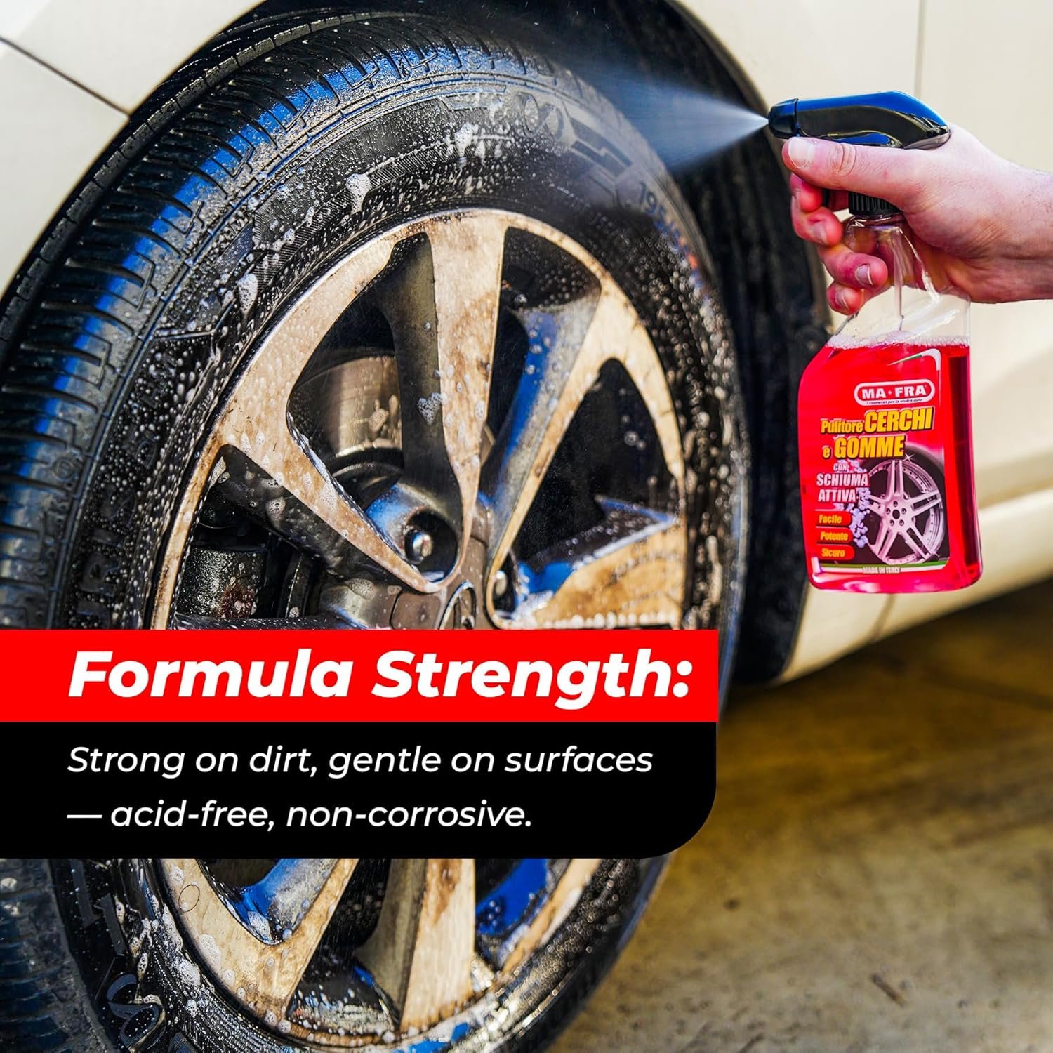 Wheel & Tyre Cleaner 500ml | Active Foam Alloy Rim & Tyre Cleaner | Removes Brake Dust, Road Grime & Restores Tyre Color | Protects Wheels & Rubber Tyres