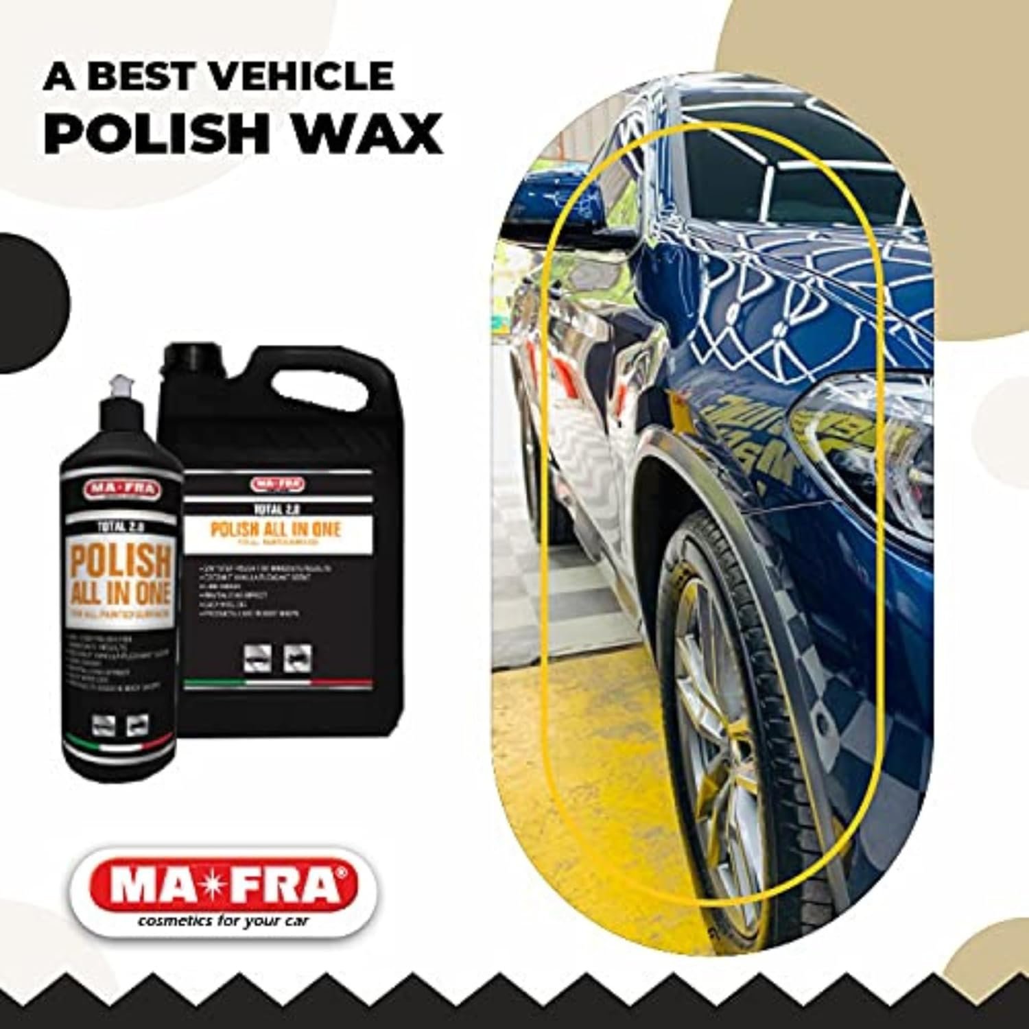 MAFRA Total 2.0 All-In-One Car Polish | Cut, Gloss & Wax | One Step Polish, Microparticle Compound, No Dust, Easy Clean | 1000ml